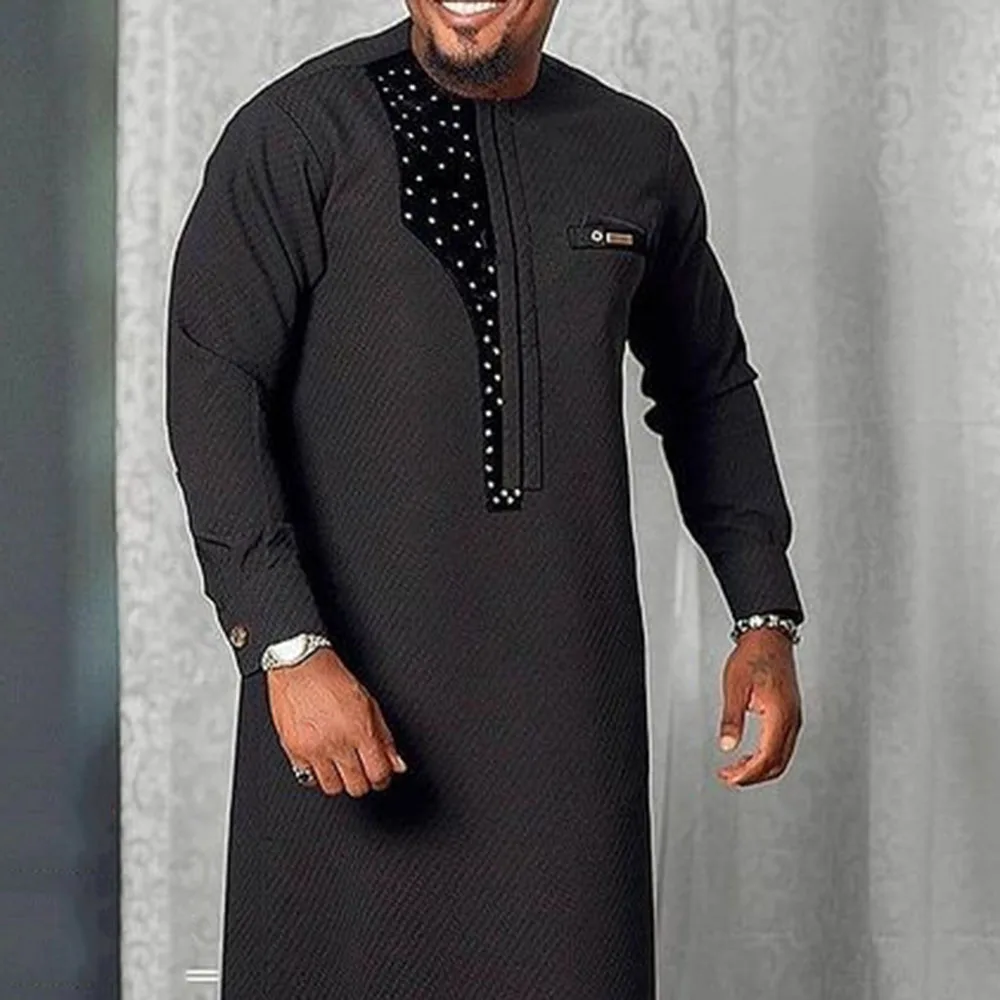African Black Dashiki Robe For Men 2021 Tradition Riched Man Long Sleeve Color Block Round Neck Male Plus Size Long Shirt Casual
African Black Dashiki Robe For Men 2021 Tradition Riched Man Long Sleeve Color Block Round Neck Male Plus Size Long Shirt Casual