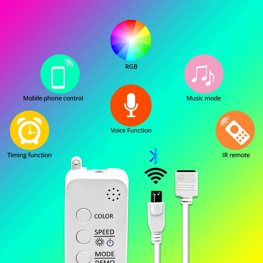 Умная Светодиодная лента с Bluetooth 5050 RGB 5 м 10 15 Диодная лампа разноцветная подсветка
