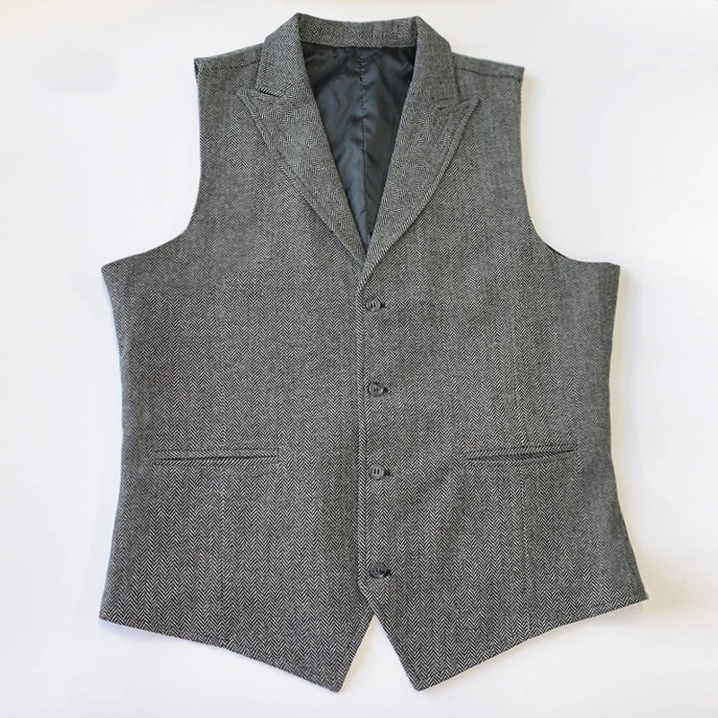 Grey Mens Suit Vest Lapel V Neck Wool Herringbone Casual Formal Business Vest Slim Fit Gilet Waistcoat Groomman For Wedding
Grey Mens Suit Vest Lapel V Neck Wool Herringbone Casual Formal Business Vest Slim Fit Gilet Waistcoat Groomman For Wedding