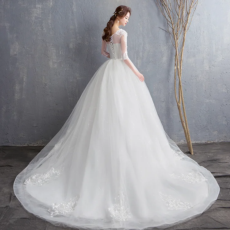 Women's wedding dress lace embroidery O neck plus size bridal Muslim wedding gown
Women's wedding dress lace embroidery O neck plus size bridal Muslim wedding gown