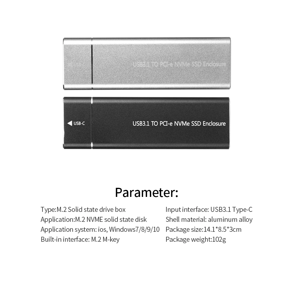M.2 NVME Solid State Drive Box USB3.1 Type-C Input Interface Aluminum Alloy Shell Material High Speed Transmission Silver
M.2 NVME Solid State Drive Box USB3.1 Type-C Input Interface Aluminum Alloy Shell Material High Speed Transmission Silver