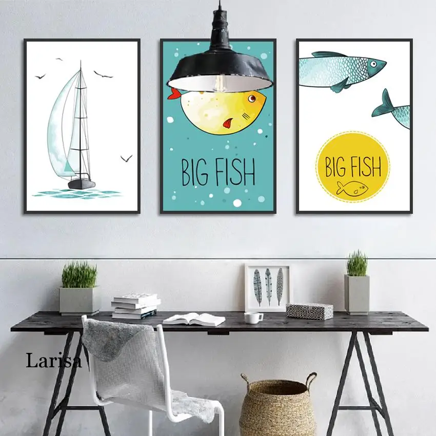 Big Fish and Sailboat Home Wall Decoration Nordic Cartoon Animal Canvas Painting Poster Frameless Print Art Photo for Kids Room
Big Fish and Sailboat Home Wall Decoration Nordic Cartoon Animal Canvas Painting Poster Frameless Print Art Photo for Kids Room