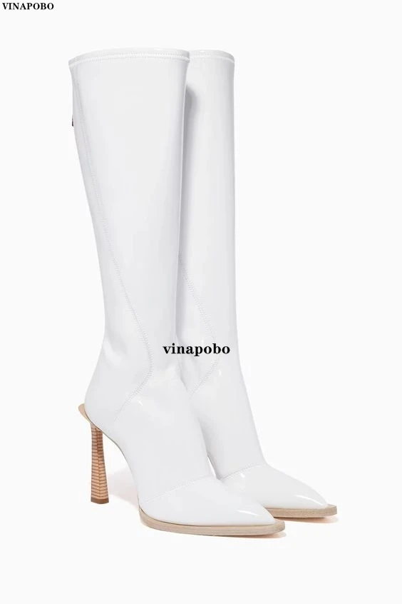 Vinapobo Cow Patent Leather Back Zipper Solid Color Women Long Boots Pointed Thin Heels Sweet Sexy Ladies Shoes Chaussures Femme
Vinapobo Cow Patent Leather Back Zipper Solid Color Women Long Boots Pointed Thin Heels Sweet Sexy Ladies Shoes Chaussures Femme