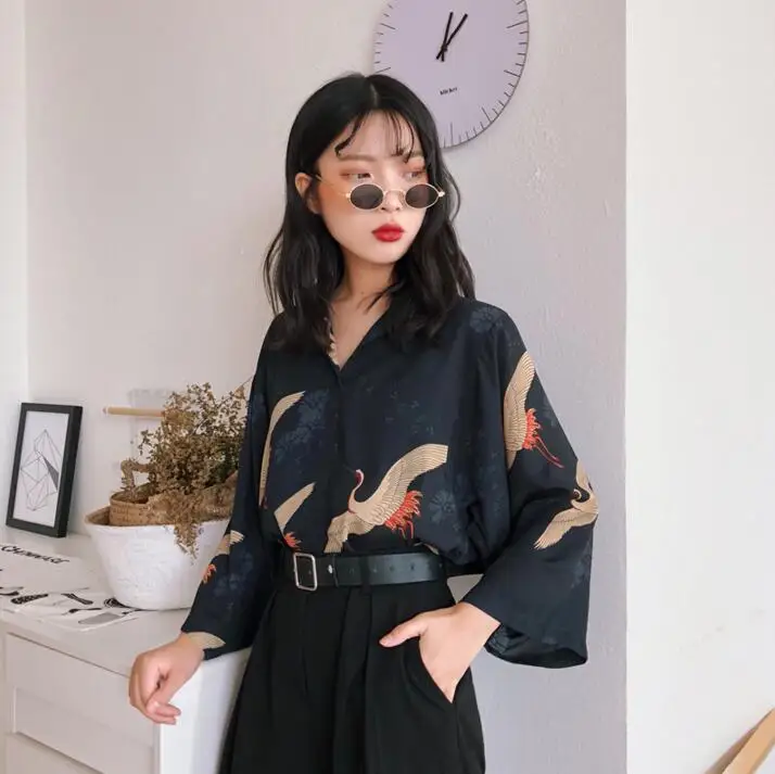 Women's Blouses Clothes Japan Kawaii Ladies Retro Summer Style Vintage Crane Blouse Female Punk Harajuku Cute Tunic For Women
Women's Blouses Clothes Japan Kawaii Ladies Retro Summer Style Vintage Crane Blouse Female Punk Harajuku Cute Tunic For Women