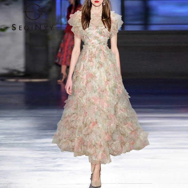 SEQINYY Party Long Dress Summer Spring New Fashion Design Women Runway High Quality Mesh Ruffles A-Line Pink Flowers Print
SEQINYY Party Long Dress Summer Spring New Fashion Design Women Runway High Quality Mesh Ruffles A-Line Pink Flowers Print