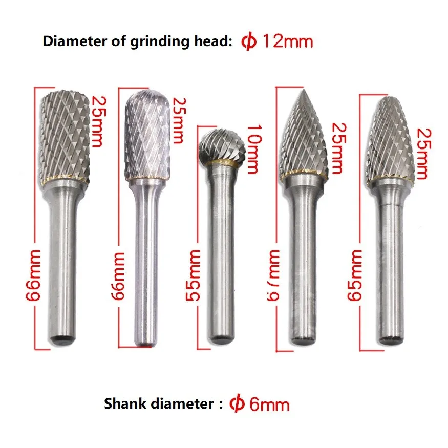 5Pcs 12MM Head Tungsten Carbide Rotary Point Burr Die Grinder 6mm Shank Die Grinder Bit 6mm Shank Milling Cutter Abrasive Tools
5Pcs 12MM Head Tungsten Carbide Rotary Point Burr Die Grinder 6mm Shank Die Grinder Bit 6mm Shank Milling Cutter Abrasive Tools