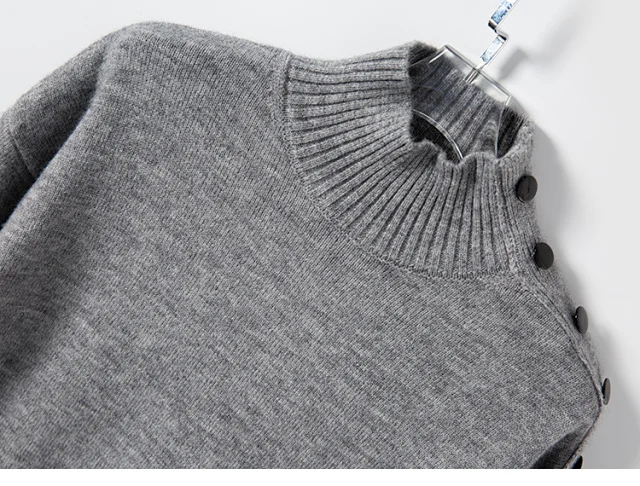 Turtleneck Knit Dress Women Solid Color Long Sleeve Shoulder Buttons Knitwear Robes
Turtleneck Knit Dress Women Solid Color Long Sleeve Shoulder Buttons Knitwear Robes