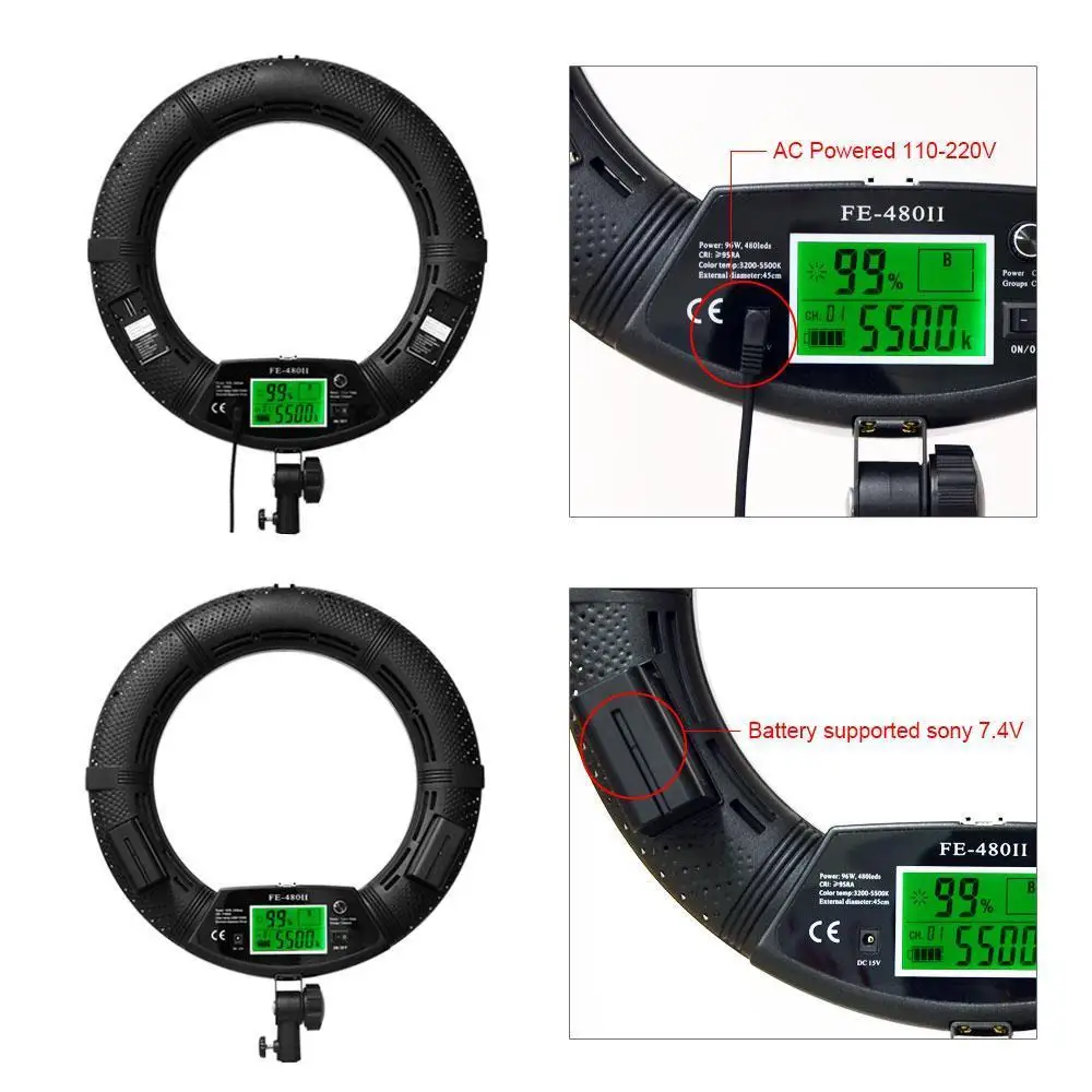 LED Ring lamp Dimmable Camera Ring Light 480 LEDS YIDOBLO Video Light Lamp LCD RC Photographic Lighting +2M stand+ handbag
LED Ring lamp Dimmable Camera Ring Light 480 LEDS YIDOBLO Video Light Lamp LCD RC Photographic Lighting +2M stand+ handbag