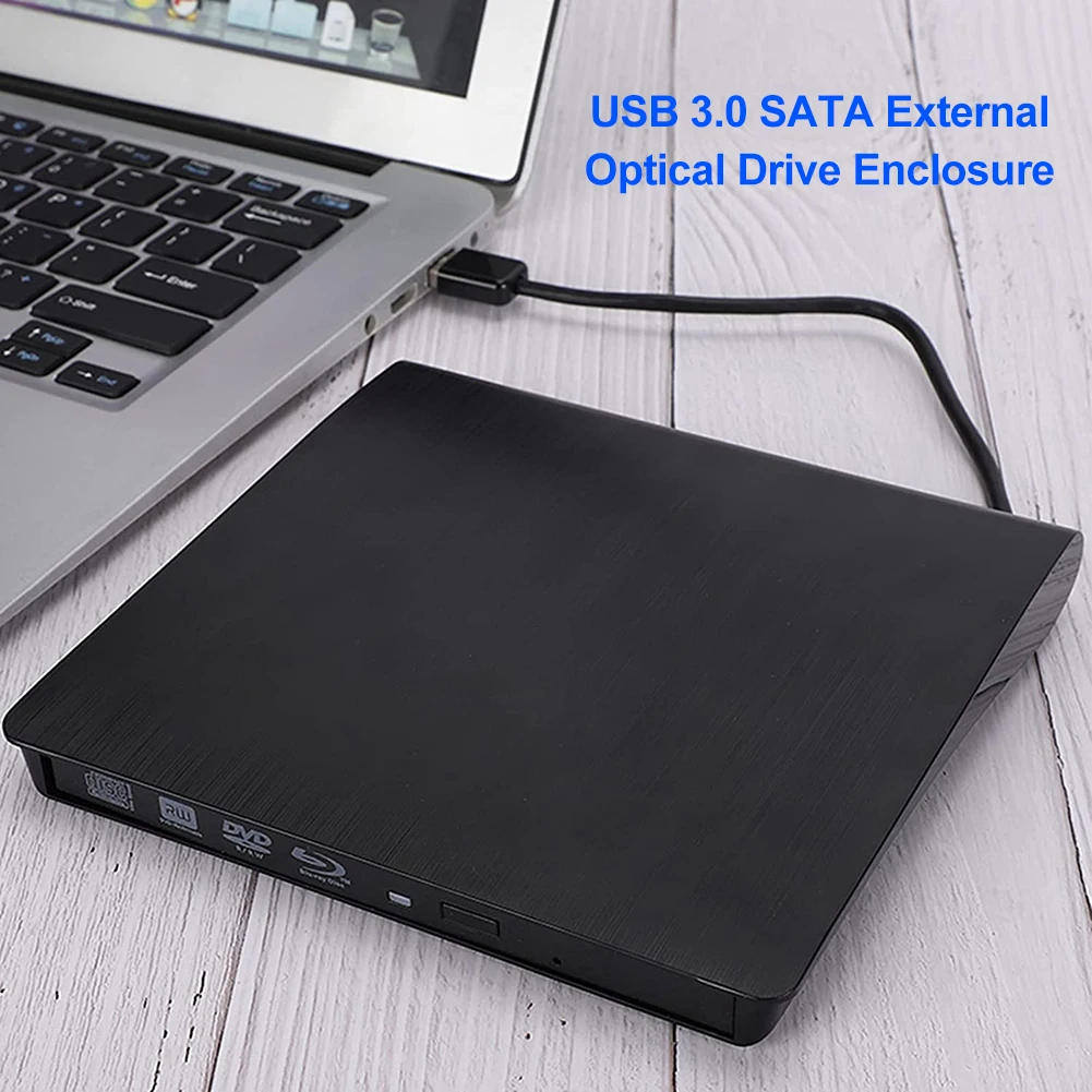 

Drive Enclosure 5Gbps 12.7mm USB 3.0 SATA External DVD CD-ROM RW Player Optical Drives Enclosure Case for Laptop Desktop