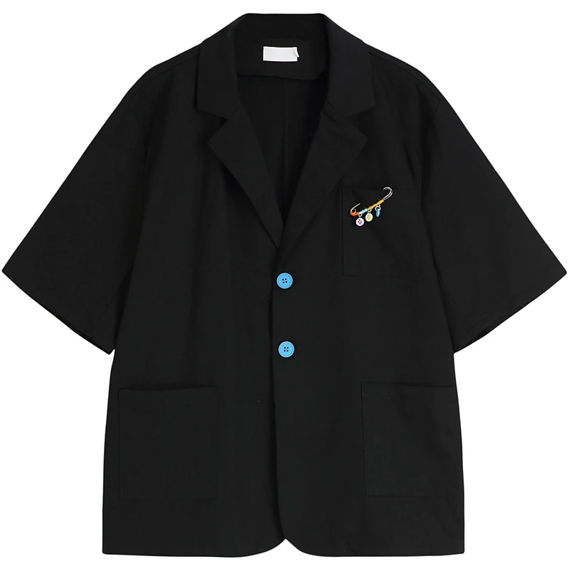 Women's Suit 2021 Black Sense of Design Casual Short Sleeves Korean Fashion Baggy Tailored Collar TOP Straight Mom Suit Blazer
Women's Suit 2021 Black Sense of Design Casual Short Sleeves Korean Fashion Baggy Tailored Collar TOP Straight Mom Suit Blazer