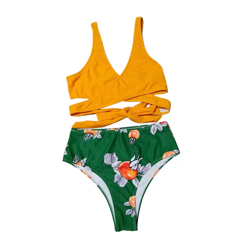Women's Sexy Two Piece Split Bikini Suits Fashion Solid Color Cross Bandage Top and Print High Waist Shorts Women Sexy Swimsuit
Women's Sexy Two Piece Split Bikini Suits Fashion Solid Color Cross Bandage Top and Print High Waist Shorts Women Sexy Swimsuit