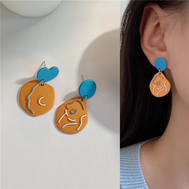 Acrylic Abstract Portrait Hand-painted Drop Earrings Resin Heart Round Geometric Trend Ins Retro Fashion Women Earrings Jewelry
Acrylic Abstract Portrait Hand-painted Drop Earrings Resin Heart Round Geometric Trend Ins Retro Fashion Women Earrings Jewelry
