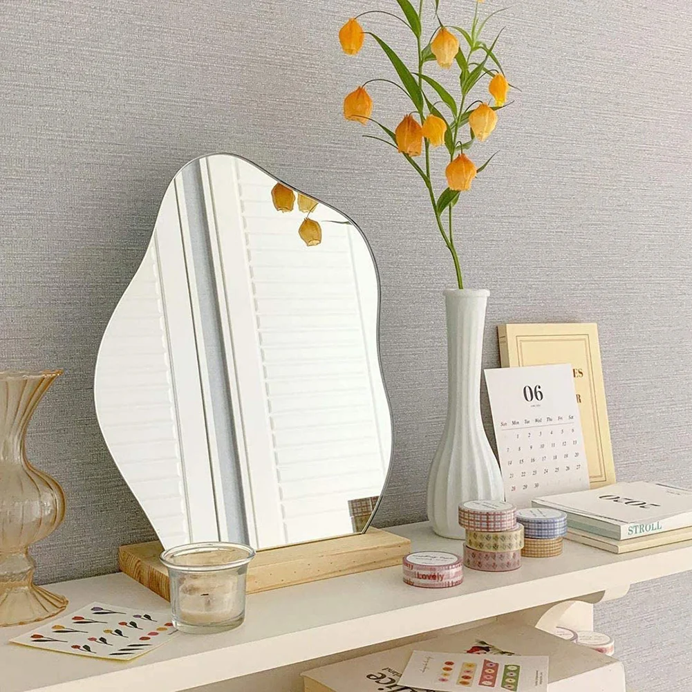 Home Decorative Mirrors Irregular Shape Design Acrylic Mirror With Wooden Base For Bedroom Living Room Makeup Room Decor
Home Decorative Mirrors Irregular Shape Design Acrylic Mirror With Wooden Base For Bedroom Living Room Makeup Room Decor