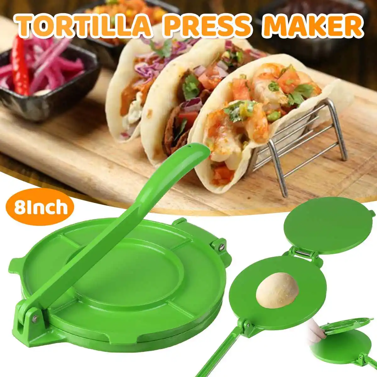 8" Foldable Tortilla Press Maker Aluminium Alloy Meat Pancake Burger Press Tools Bakeware DIY Pie Tools Kitchen Accessories
8" Foldable Tortilla Press Maker Aluminium Alloy Meat Pancake Burger Press Tools Bakeware DIY Pie Tools Kitchen Accessories