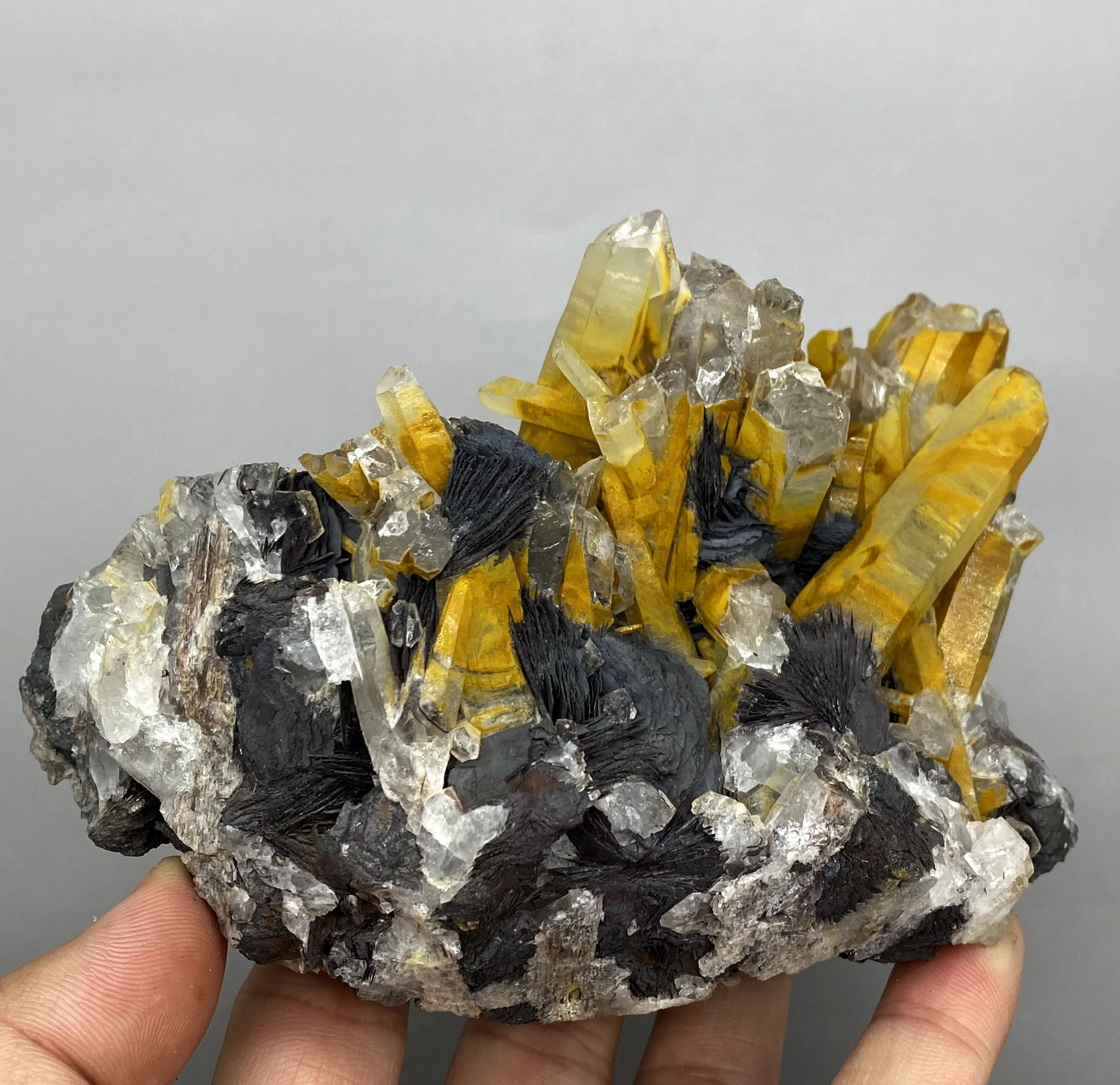 

BIG! 783g Natural Specular hematite and crystal symbiosis mineral specimen crystal stones and crystals quartz healing crystal
