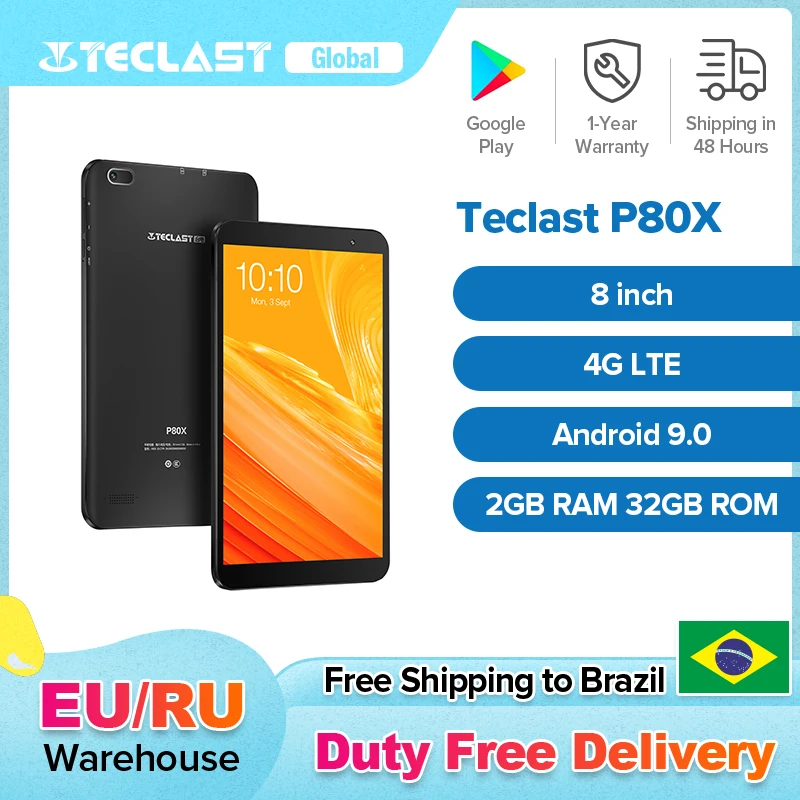 

Teclast P80X 8 Inch Tablet 4G LTE Phablet Octa Core SC9863A Android 9.0 1280x800 IPS 2GB RAM 32GB ROM Tablet PC Dual Cameras GPS