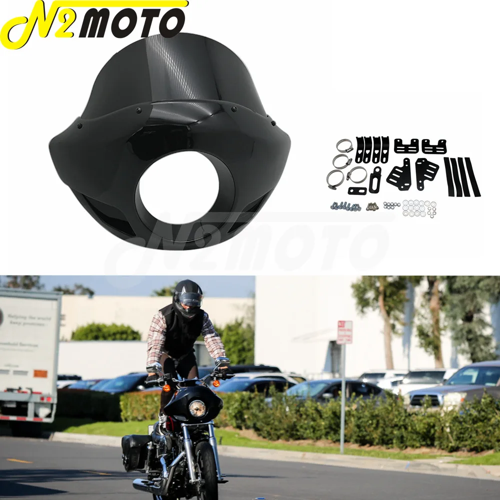 35-49mm 5.75" Head Light Mask Front Cowl Fork Mount Black Headlight Fairing For Harley 883 48 1200 Dyna Sportster XLCH Dirt Bike
35-49mm 5.75" Head Light Mask Front Cowl Fork Mount Black Headlight Fairing For Harley 883 48 1200 Dyna Sportster XLCH Dirt Bike