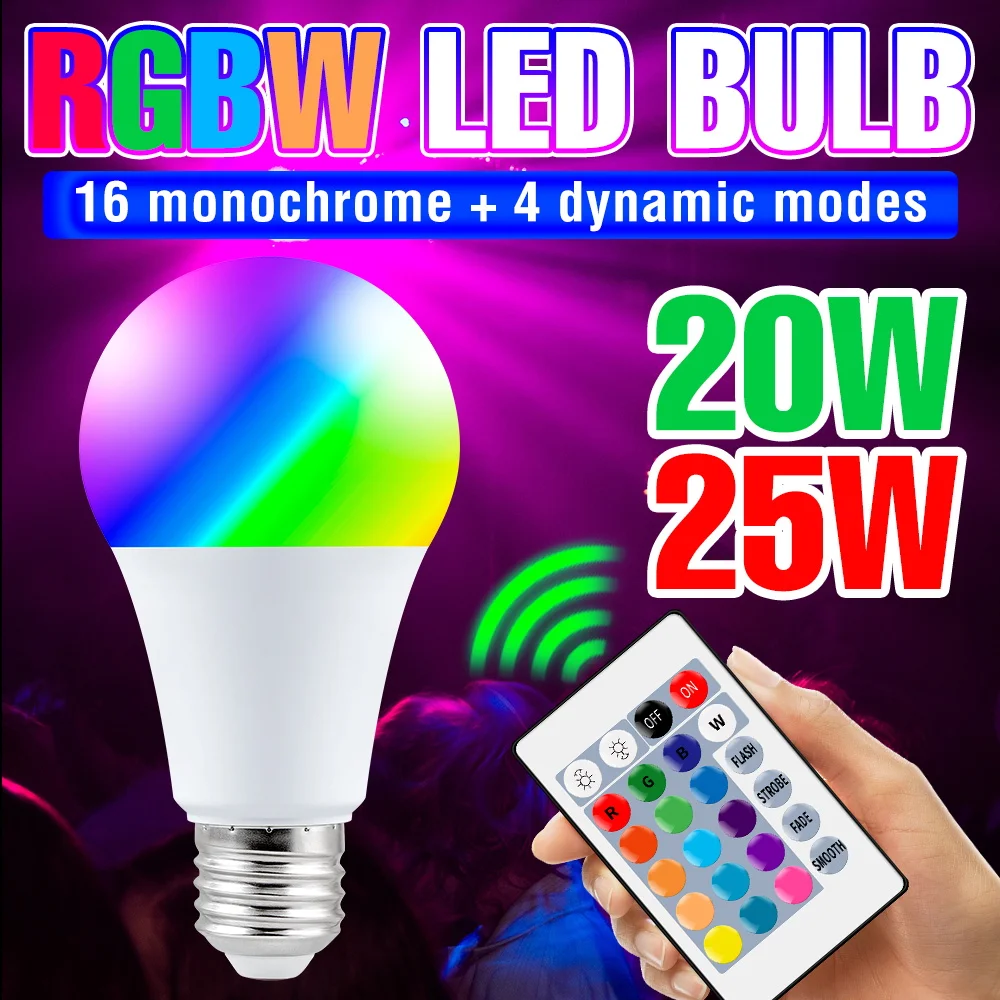 RGB Light E27 LED Bulb 220V Smart Lamp 20W 25W Color Decor Lighting Night Light Magic Lampara Dimmable Bulb Spotlight For Home
RGB Light E27 LED Bulb 220V Smart Lamp 20W 25W Color Decor Lighting Night Light Magic Lampara Dimmable Bulb Spotlight For Home