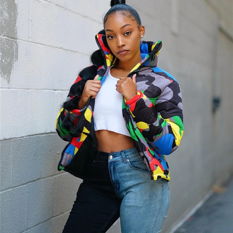 2020 Camo Cotton Padded Coat Stand Collar Zipper Long Sleeve Short Jacket Autumn Winter Fashion Warm Outerwear Clothes
2020 Camo Cotton Padded Coat Stand Collar Zipper Long Sleeve Short Jacket Autumn Winter Fashion Warm Outerwear Clothes