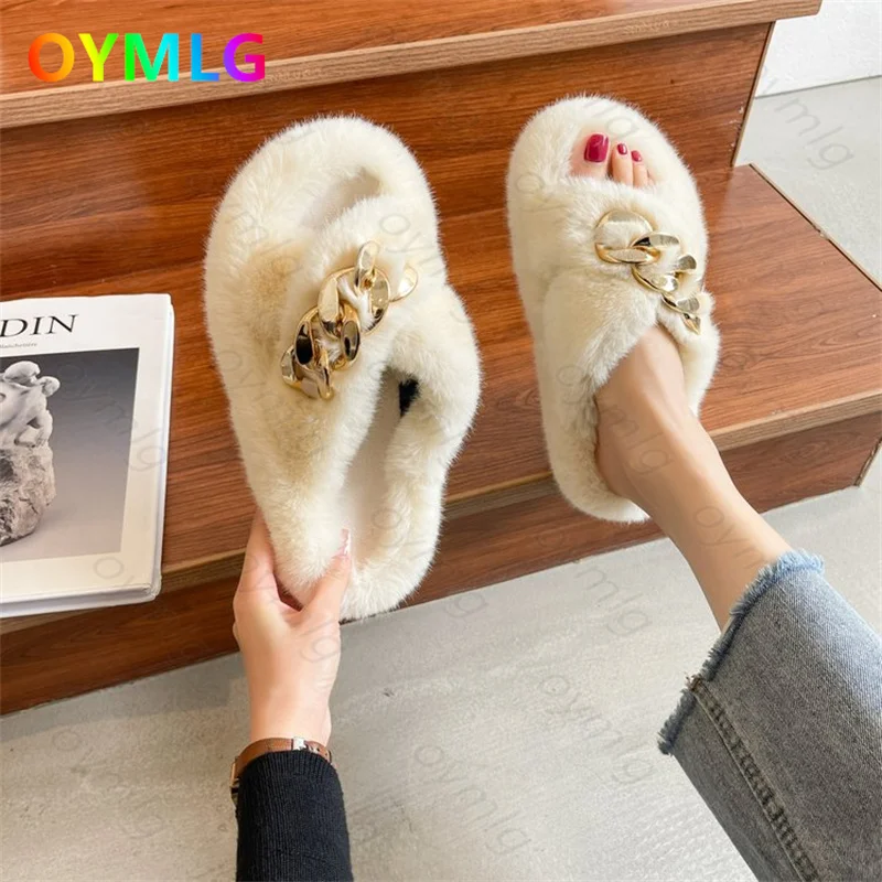 Metal chain thick-soled wool slippers women's plus size all-match flat-heeled warm flip-flop women womens shoes home sandals
Metal chain thick-soled wool slippers women's plus size all-match flat-heeled warm flip-flop women womens shoes home sandals