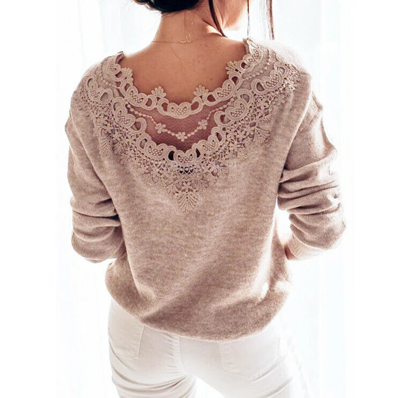Elegant Lace Sweaters Ladies Sweater Women's Sweaters Winter Pullover Backless Long Sleeve Jumper Top Knitted Sweater Female
Elegant Lace Sweaters Ladies Sweater Women's Sweaters Winter Pullover Backless Long Sleeve Jumper Top Knitted Sweater Female