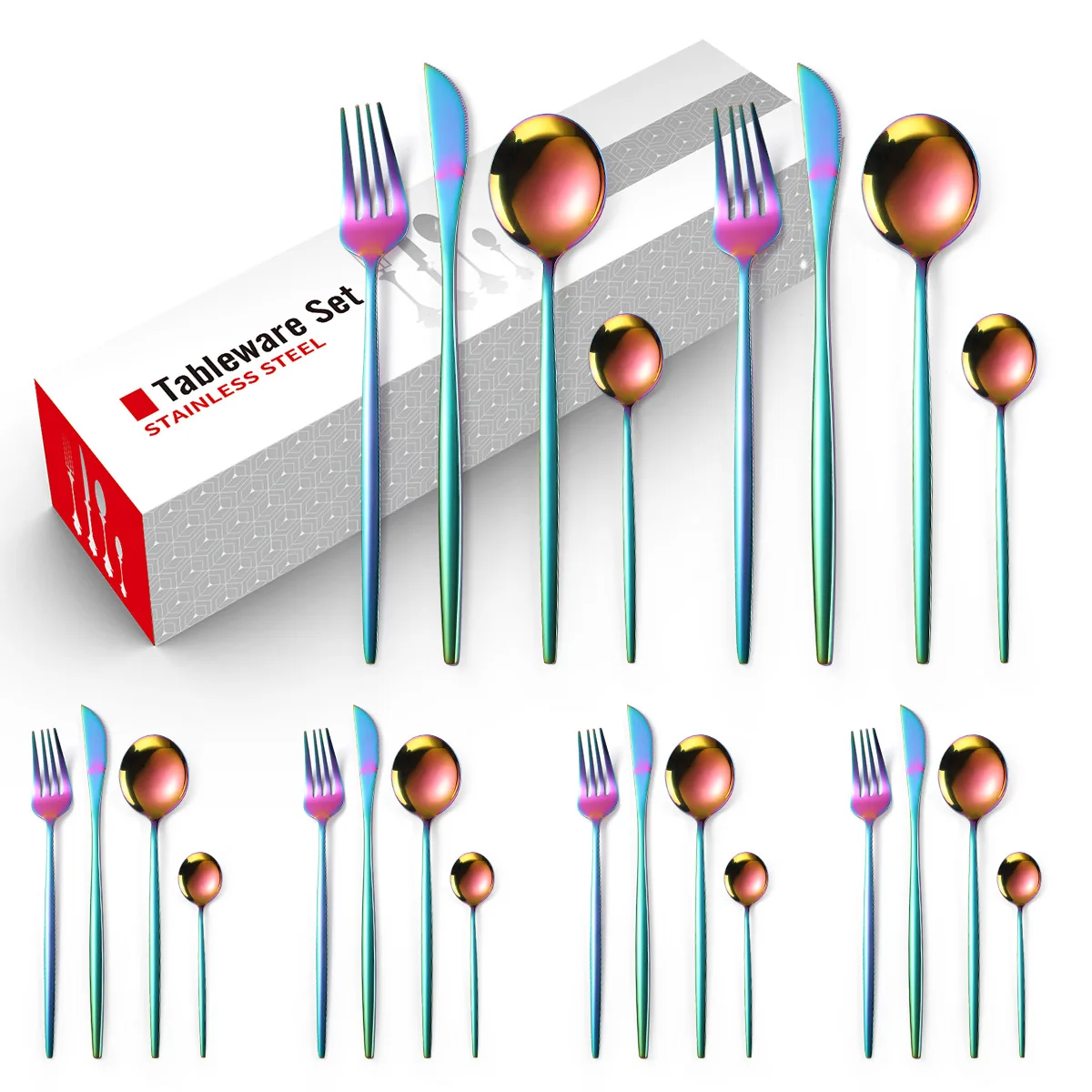 Stainless Steel 24 Pcs/set Dinnerware Set Western Steak Cutlery Knife Fork Coffee Spoon Set Kitchen Tableware Set
Stainless Steel 24 Pcs/set Dinnerware Set Western Steak Cutlery Knife Fork Coffee Spoon Set Kitchen Tableware Set