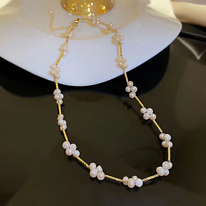 Origin Summer Temperament Freshwater Pearl Flower Beaded Chokers Necklace for Women Trendy Gold Color Metal Necklace Jewellery
Origin Summer Temperament Freshwater Pearl Flower Beaded Chokers Necklace for Women Trendy Gold Color Metal Necklace Jewellery