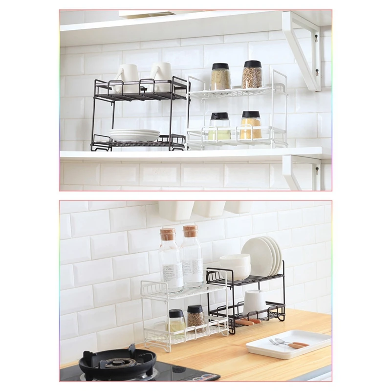 Storage Organiser Kitchen Wrought Iron Shelf,Double Layer Seasoning Storage Rack Desktop Bathroom Storage Shelf
Storage Organiser Kitchen Wrought Iron Shelf,Double Layer Seasoning Storage Rack Desktop Bathroom Storage Shelf