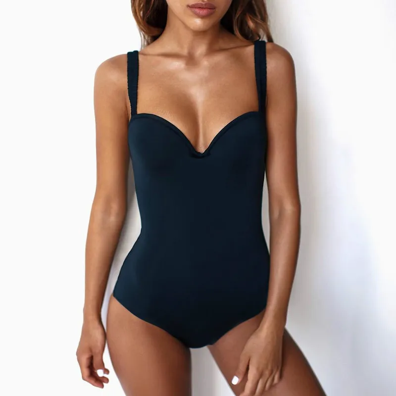 

Push Up Womans Swimsuits Black White One Piece Swimsuit Bathing Suit Bodysuit Solid Swimming Suit for Women Swimwear Monokini