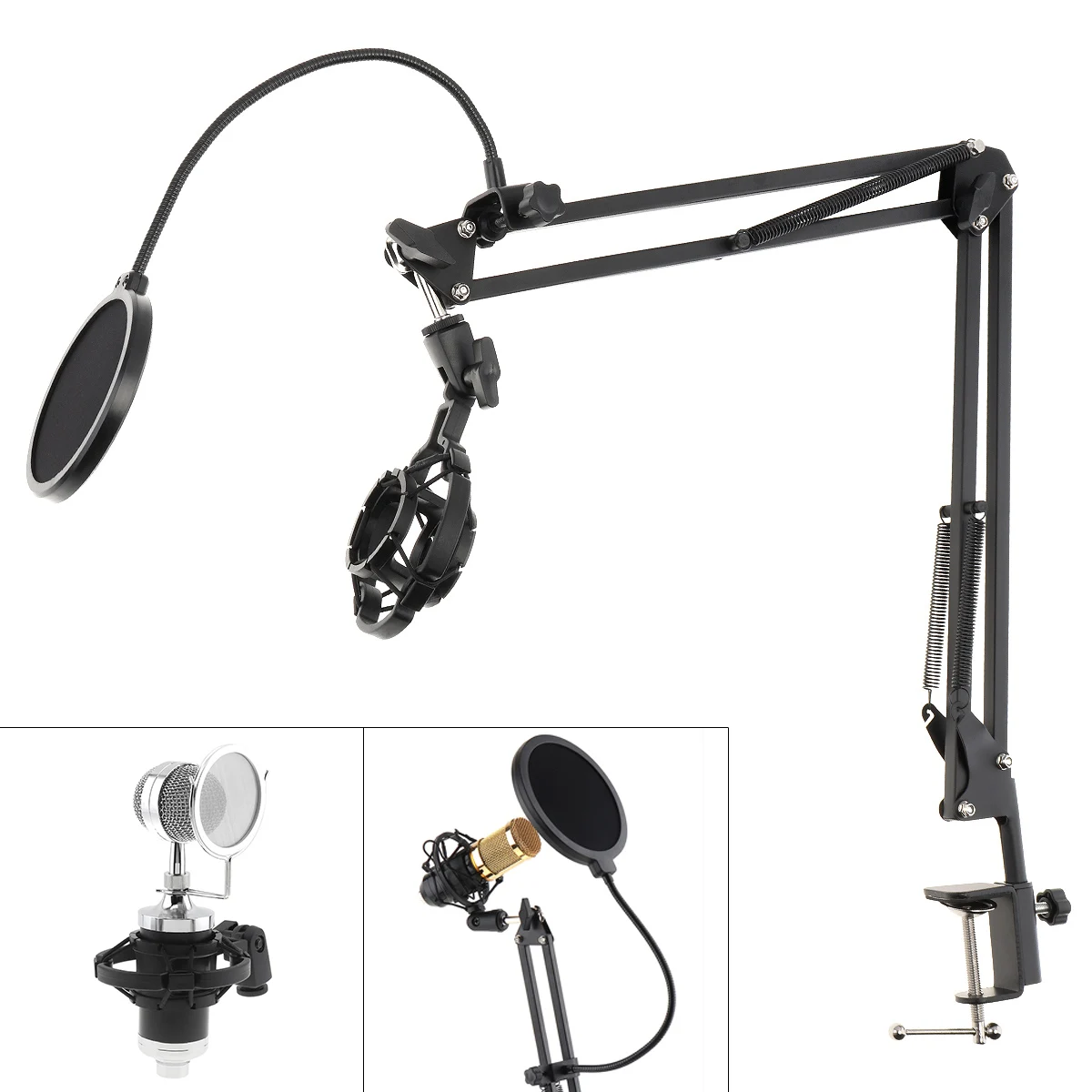 Multifunction Shockproof Microphone Holder Bracket with Double Layer Mic Pop Filter/Table Clip for Broadcast Studio Speaking
Multifunction Shockproof Microphone Holder Bracket with Double Layer Mic Pop Filter/Table Clip for Broadcast Studio Speaking