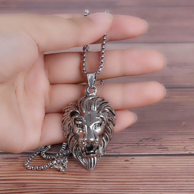 Fashion Animal Stainless Steel Lion Head Antique Silver Color Chain Punk Necklace Pendant For Men Jewelry
Fashion Animal Stainless Steel Lion Head Antique Silver Color Chain Punk Necklace Pendant For Men Jewelry