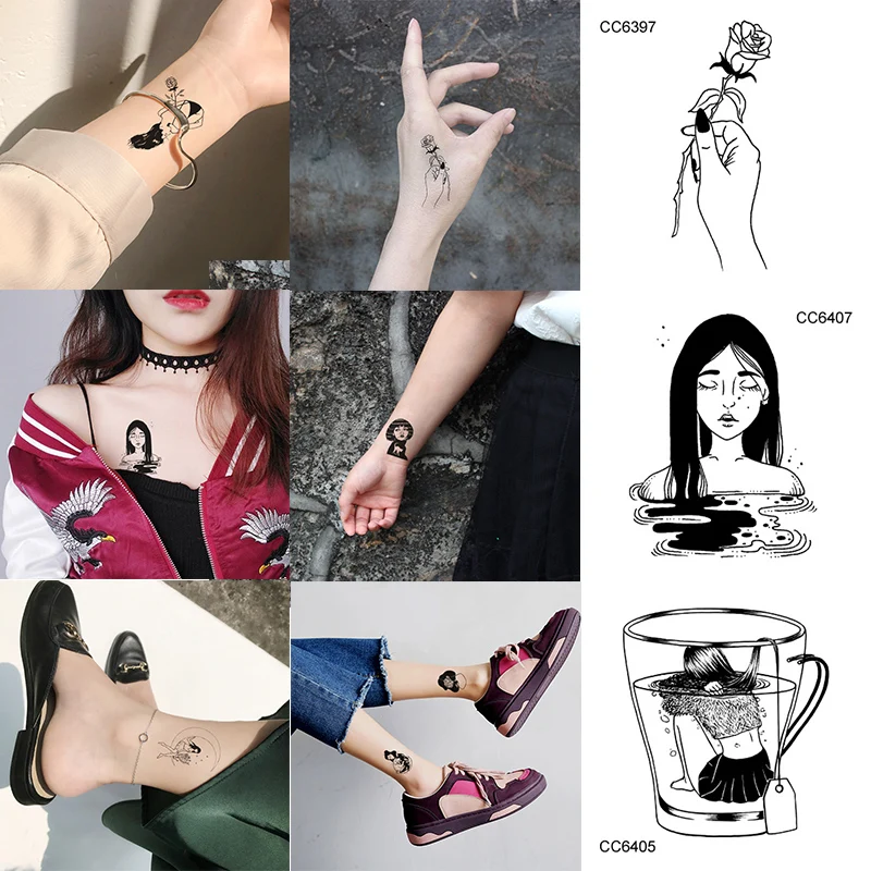 Sexy Tattoos Body Art Waterproof Temporary Tattoo Sticker Black White Fake Stickers For Women Girl Flower Dog Water Transfer
Sexy Tattoos Body Art Waterproof Temporary Tattoo Sticker Black White Fake Stickers For Women Girl Flower Dog Water Transfer