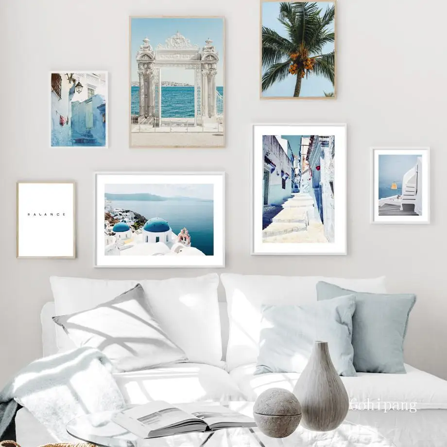 Sea Building Landscape Wall Art Canvas Painting Coconut Tree Mediterranean Posters and Prints Wall Picture for Living Room Decor
Sea Building Landscape Wall Art Canvas Painting Coconut Tree Mediterranean Posters and Prints Wall Picture for Living Room Decor