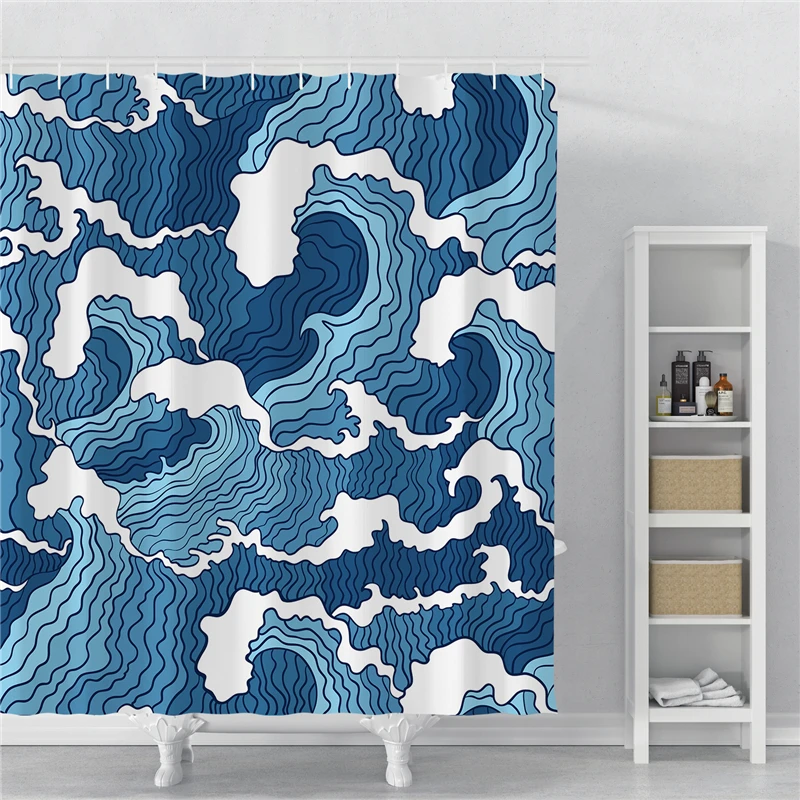 Wave Series Shower Curtain Waterproof Curtain Polyester Fabric Printing Bath Curtain For Bathroom Decor Shower With Hooks
Wave Series Shower Curtain Waterproof Curtain Polyester Fabric Printing Bath Curtain For Bathroom Decor Shower With Hooks