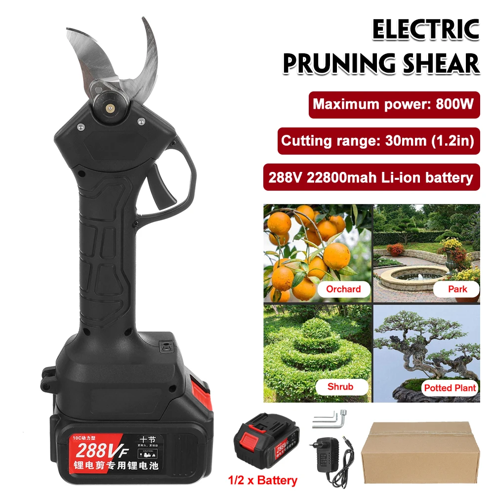 288V 30mm Cordless Electric Pruning Shears Fruit Tree Bonsai Pruning Branch Cutter Scissors Garden Tools for Makita 18V Battery
288V 30mm Cordless Electric Pruning Shears Fruit Tree Bonsai Pruning Branch Cutter Scissors Garden Tools for Makita 18V Battery