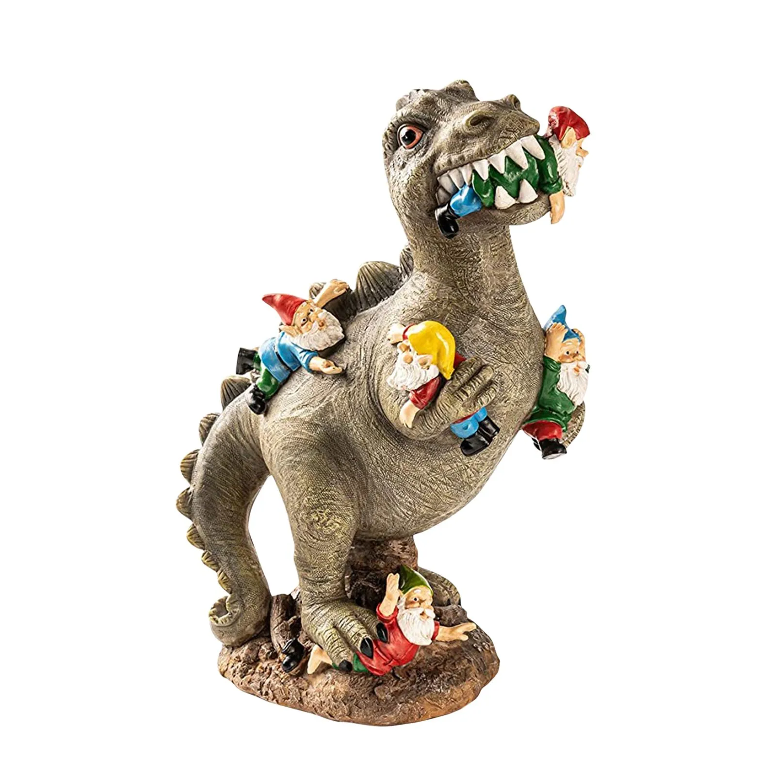 

Забавный динозавр ест гном смола статуя садовое украшение наружная скульптура садовый двор Декор для дома карликовая Статуэтка украшение