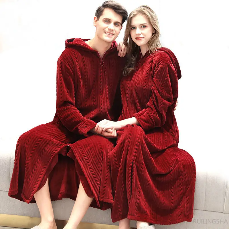 Pajamas Autumn Winter Zip Thickening Long Section Female Large Size Warm Bathrobe Couple Pajamas Suit Women Nightgown Robe Sets
Pajamas Autumn Winter Zip Thickening Long Section Female Large Size Warm Bathrobe Couple Pajamas Suit Women Nightgown Robe Sets