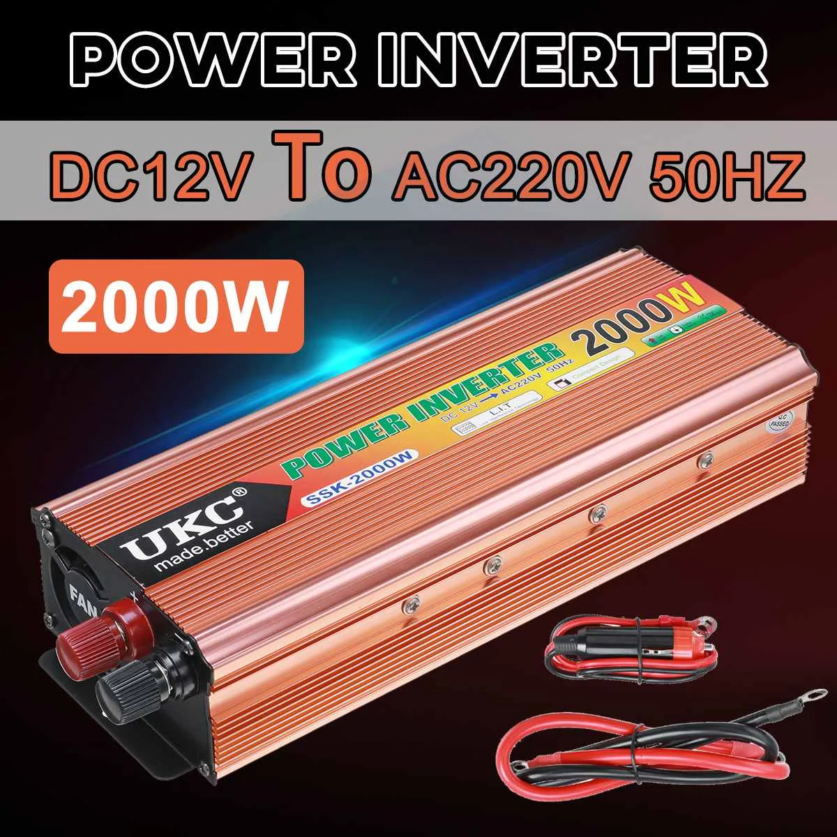 2000W Universal Power Converter Pure Sine Waveform 10V-15V Power Converter DC 12V AC 220V LCD Screen Inverter 50/60HZ
2000W Universal Power Converter Pure Sine Waveform 10V-15V Power Converter DC 12V AC 220V LCD Screen Inverter 50/60HZ