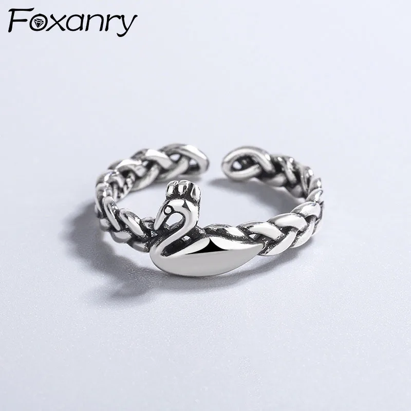 Женские кольца FOXANRY из стерлингового серебра 925 пробы, Новые Модные Элегантные Дизайнерские винтажные плетеные кольца в виде лебедя, ювелир...
Женские кольца FOXANRY из стерлингового серебра 925 пробы, Новые Модные Элегантные Дизайнерские винтажные плетеные кольца в виде лебедя, ювелир...