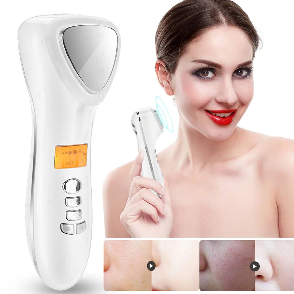 LED Hot Cold Face Skin Care Device Massager Hammer Ultrasonic Cryotherapy Facial Vibration Red Blue Light Ion Beauty Instrument
LED Hot Cold Face Skin Care Device Massager Hammer Ultrasonic Cryotherapy Facial Vibration Red Blue Light Ion Beauty Instrument
