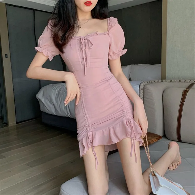 Drawstring Ruched short mini dress woman Ruffles short Sleeve solid dress woman slash neck dresses summer sukienka de verano
Drawstring Ruched short mini dress woman Ruffles short Sleeve solid dress woman slash neck dresses summer sukienka de verano