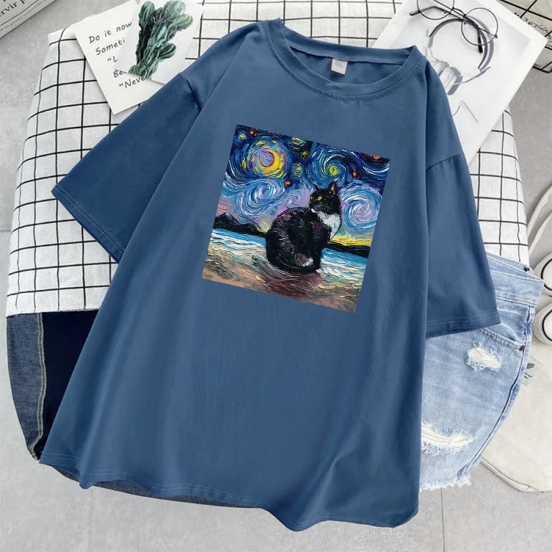 Camiseta feminina gato céu estrelado universo dos desenhos animados estilo casual t camisas 2021 verão novo t na moda ins manga
Camiseta feminina gato céu estrelado universo dos desenhos animados estilo casual t camisas 2021 verão novo t na moda ins manga
