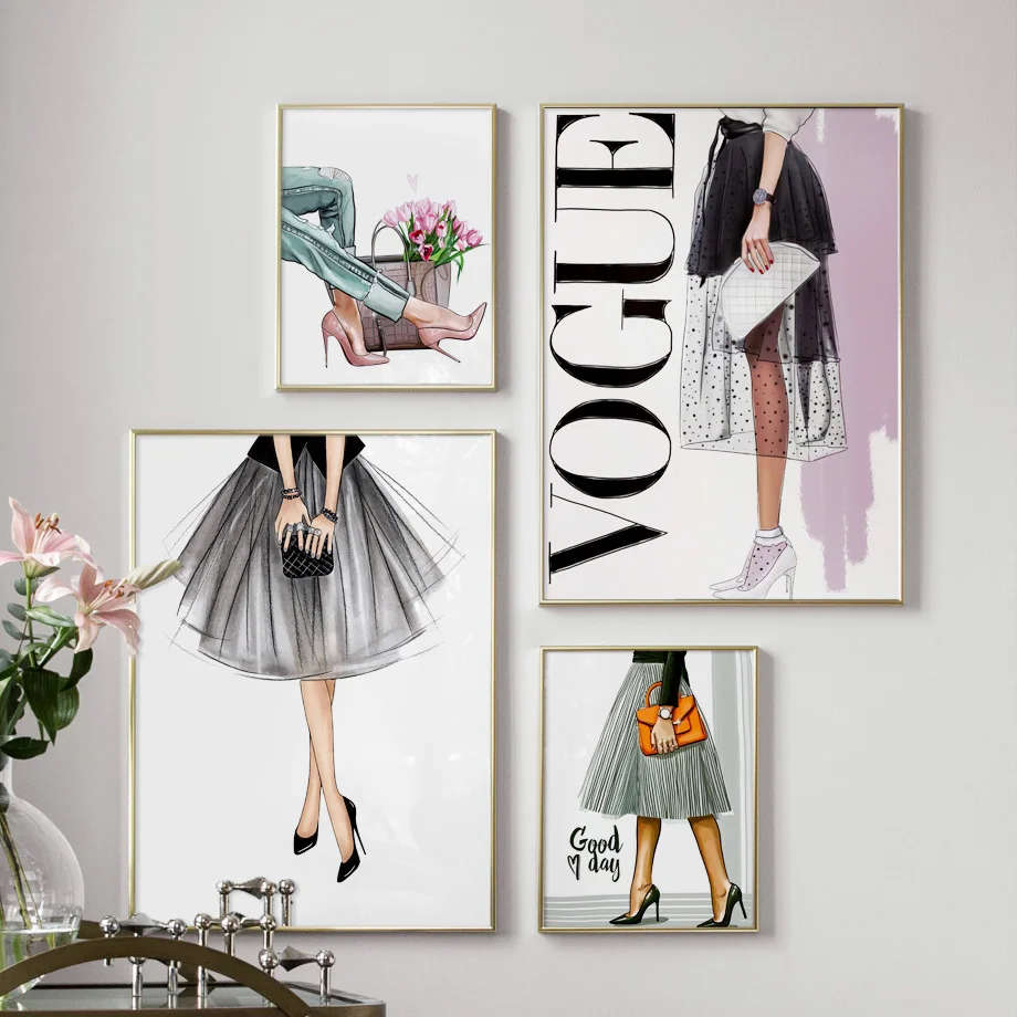 Модная супермодель Vogue Girl сумочка настенная Картина на холсте скандинавские