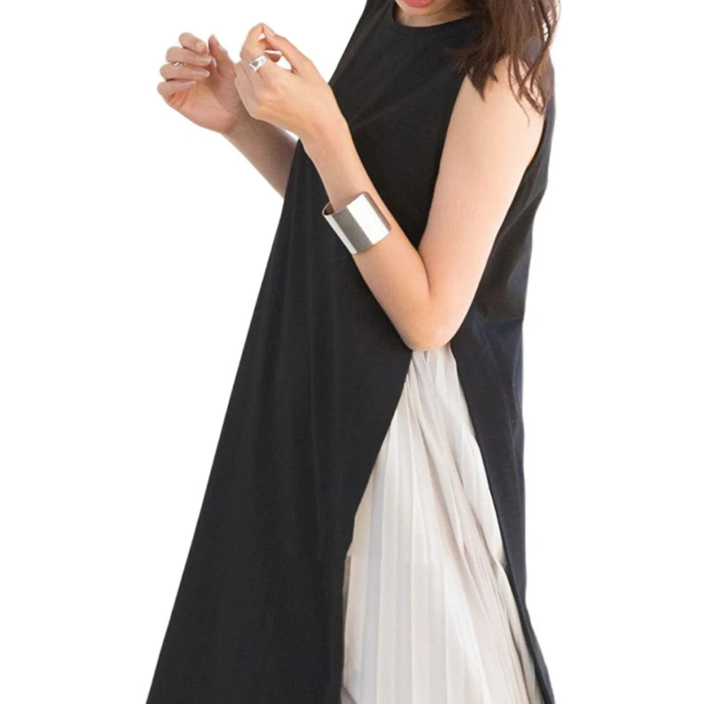 Women Dress 2021 Summer Sleeveless Female Casual Solid Color O Neck Color Insert Open-end Big Swing Mid-length Japan Dresses
Women Dress 2021 Summer Sleeveless Female Casual Solid Color O Neck Color Insert Open-end Big Swing Mid-length Japan Dresses