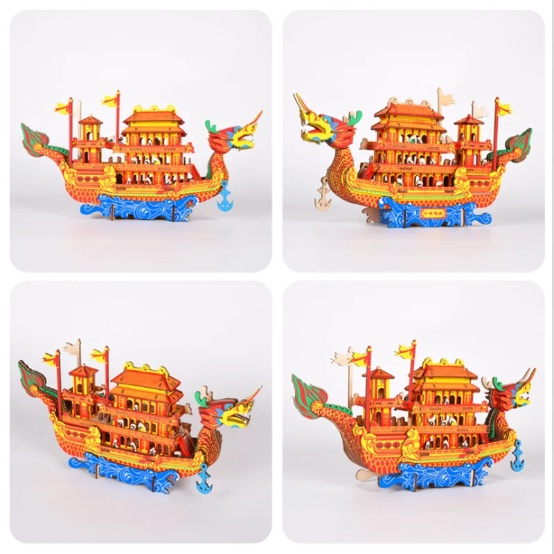Wooden 3D Puzzle Dragon Boat Festival Dragon Boat Model Children DIY Educational Toy Gift
Wooden 3D Puzzle Dragon Boat Festival Dragon Boat Model Children DIY Educational Toy Gift