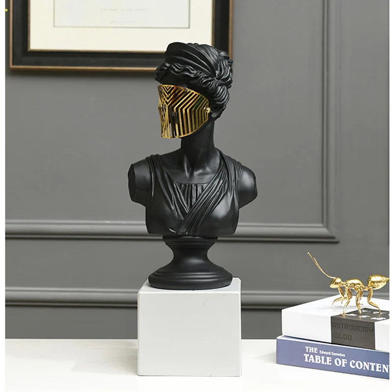 52cm Nordic Portrait Sculpture Of Venus Wearing Golden Mask For Home Living Room Bedroom Office Hotel Decoration Marble Crafts
52cm Nordic Portrait Sculpture Of Venus Wearing Golden Mask For Home Living Room Bedroom Office Hotel Decoration Marble Crafts