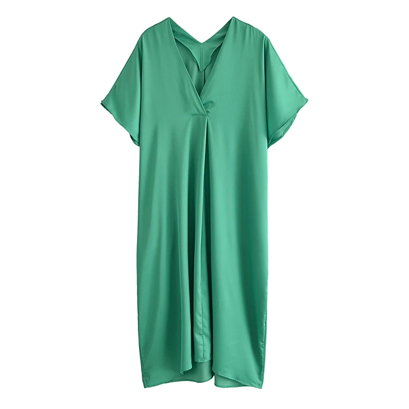 New Green Za silk satin tunic shirt dress Women Holiday v-neck short sleeves pleat midi robe Woman Casual loose Summer dresses
New Green Za silk satin tunic shirt dress Women Holiday v-neck short sleeves pleat midi robe Woman Casual loose Summer dresses