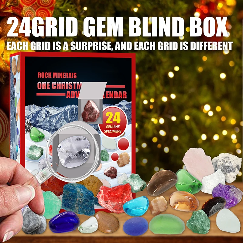 

Christmas Countdown Calendar Gifts Box Advent Calendar Crystal Mineral Gem Toys Great Present For Children Holiday Decorations