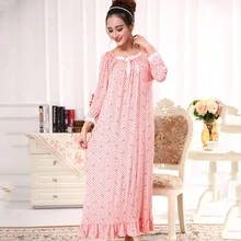 2021 New Modal Nightgown Women Cotton Sleepdress Dot Long Sleeve Long Dressing Gown Womens Nighties Princess Sleepwear Nightwear