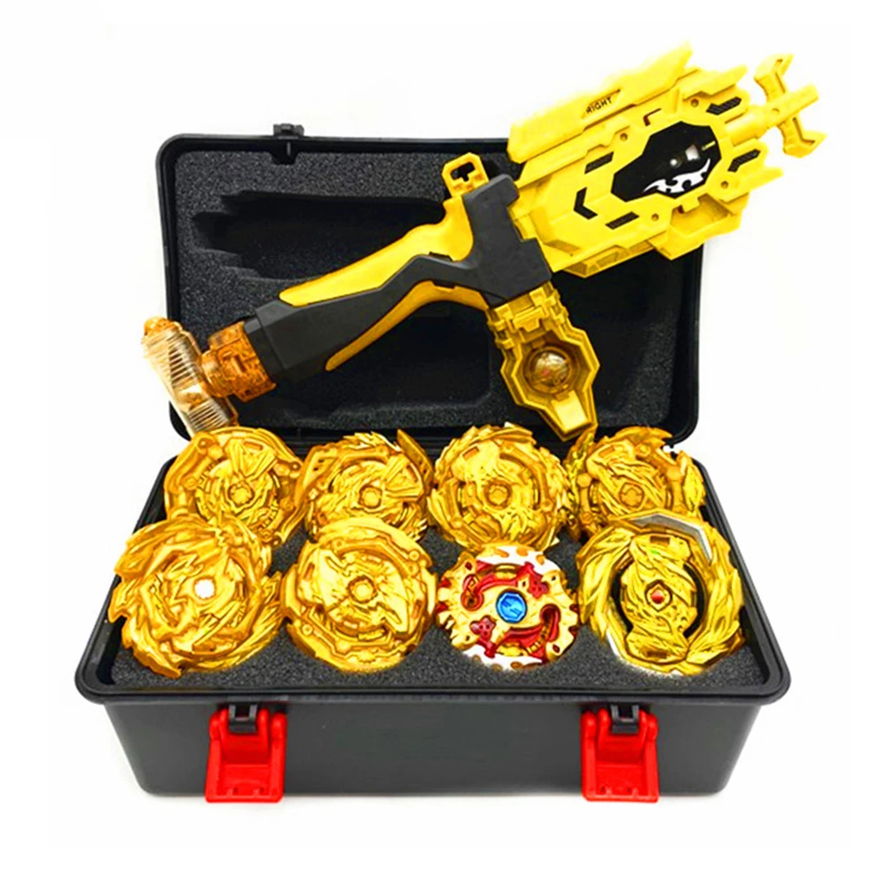 Beyblades Burst Golden GT Set Metal Fusion Gyroscope with Handlebar in Tool Box (Option) Toys for Children
Beyblades Burst Golden GT Set Metal Fusion Gyroscope with Handlebar in Tool Box (Option) Toys for Children